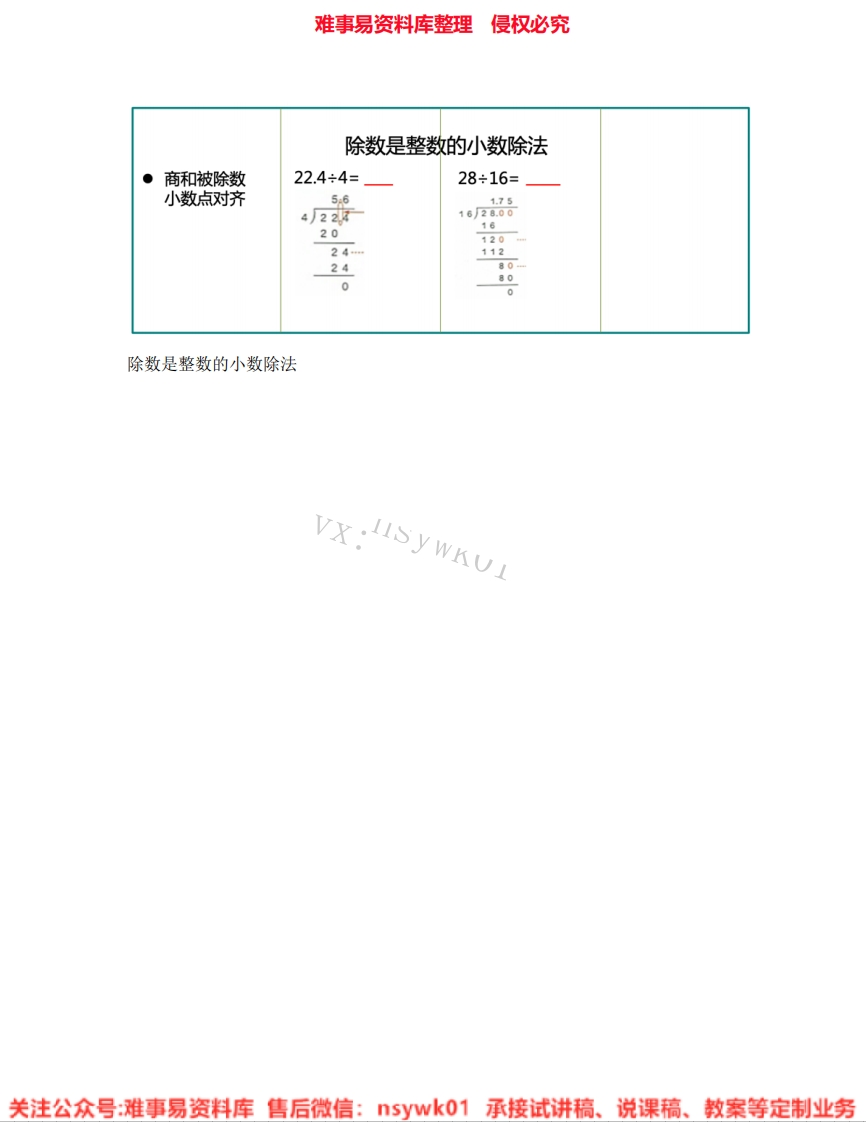 五年级上册-人教版《09.除数是整数的小数除法》试讲逐字稿