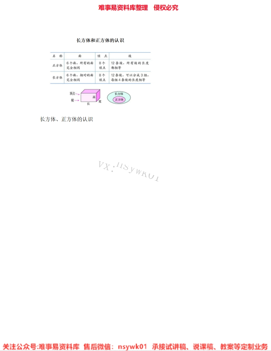 五年级下册-西师大版《长方体、正方体的认识》试讲逐字稿-难事易资料库