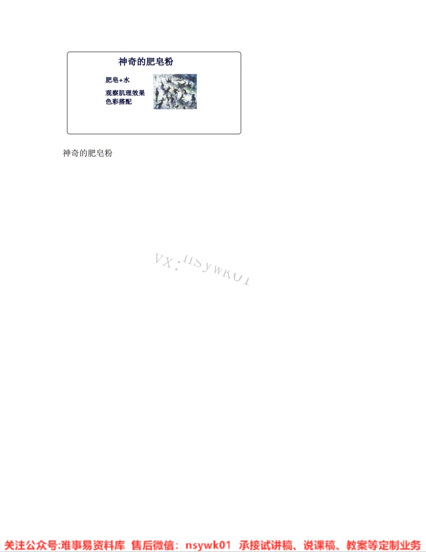 人教版-美术五年级下册《08.第8课神奇的肥皂粉》试讲逐字稿-难事易资料库