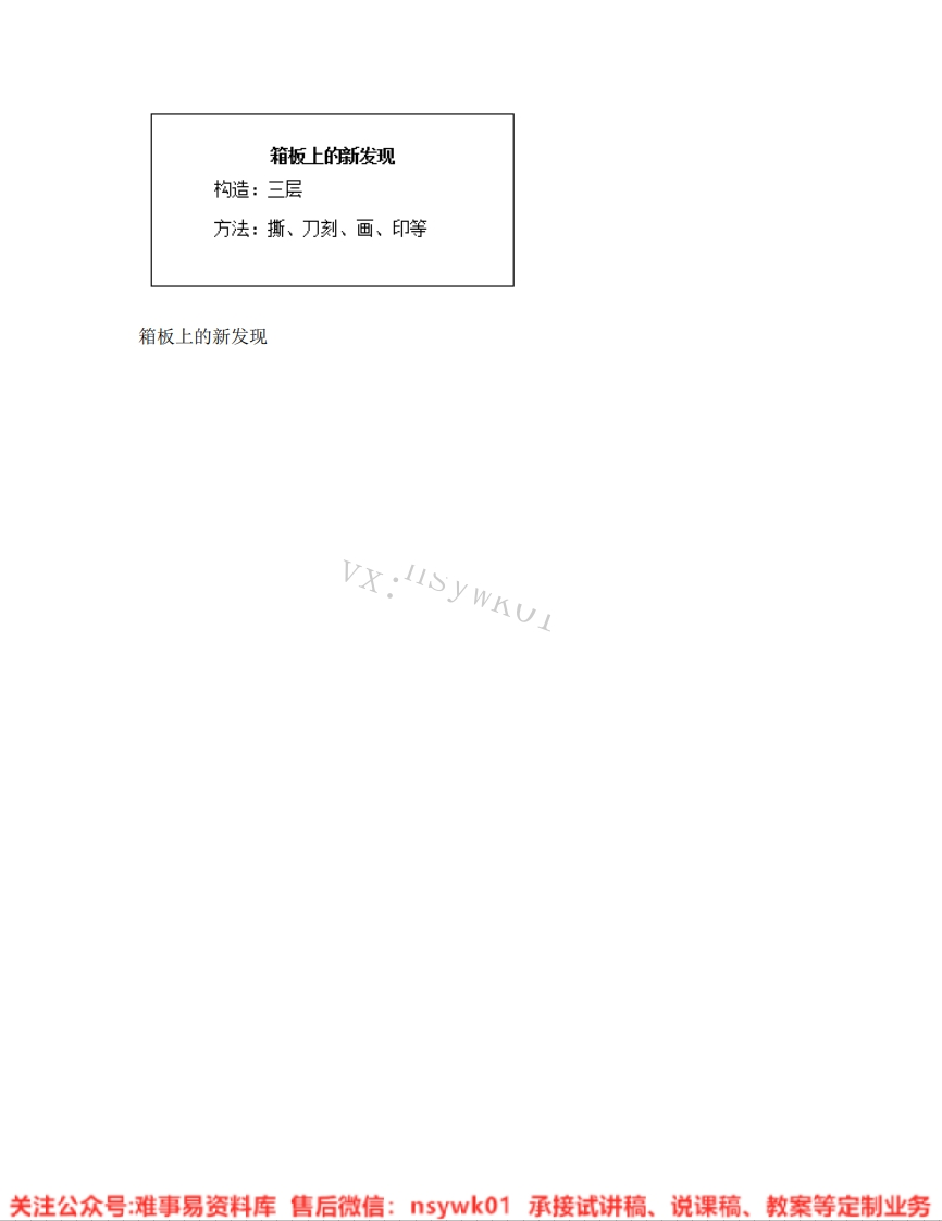 人美版-美术六年级上册《07.第7课箱板上的新发现》试讲逐字稿-难事易资料库