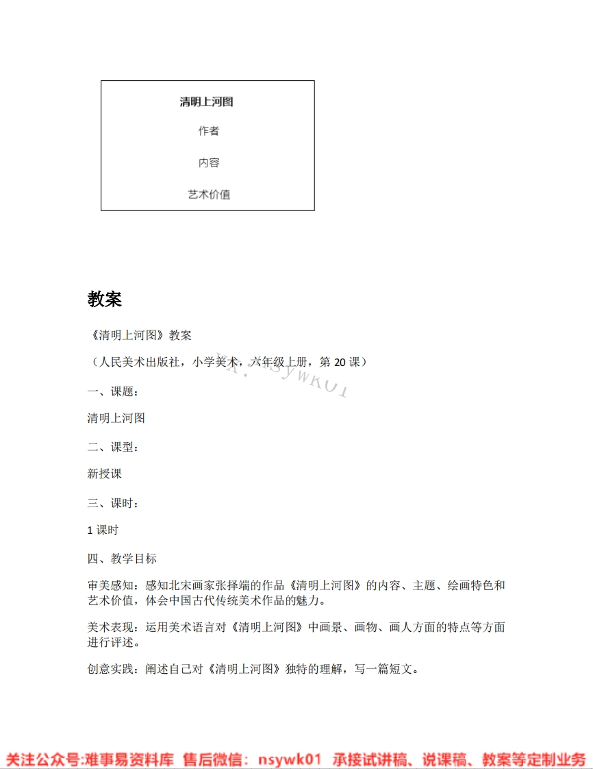 人美版-美术六年级上册《18.第20课清明上河图》试讲逐字稿-难事易资料库