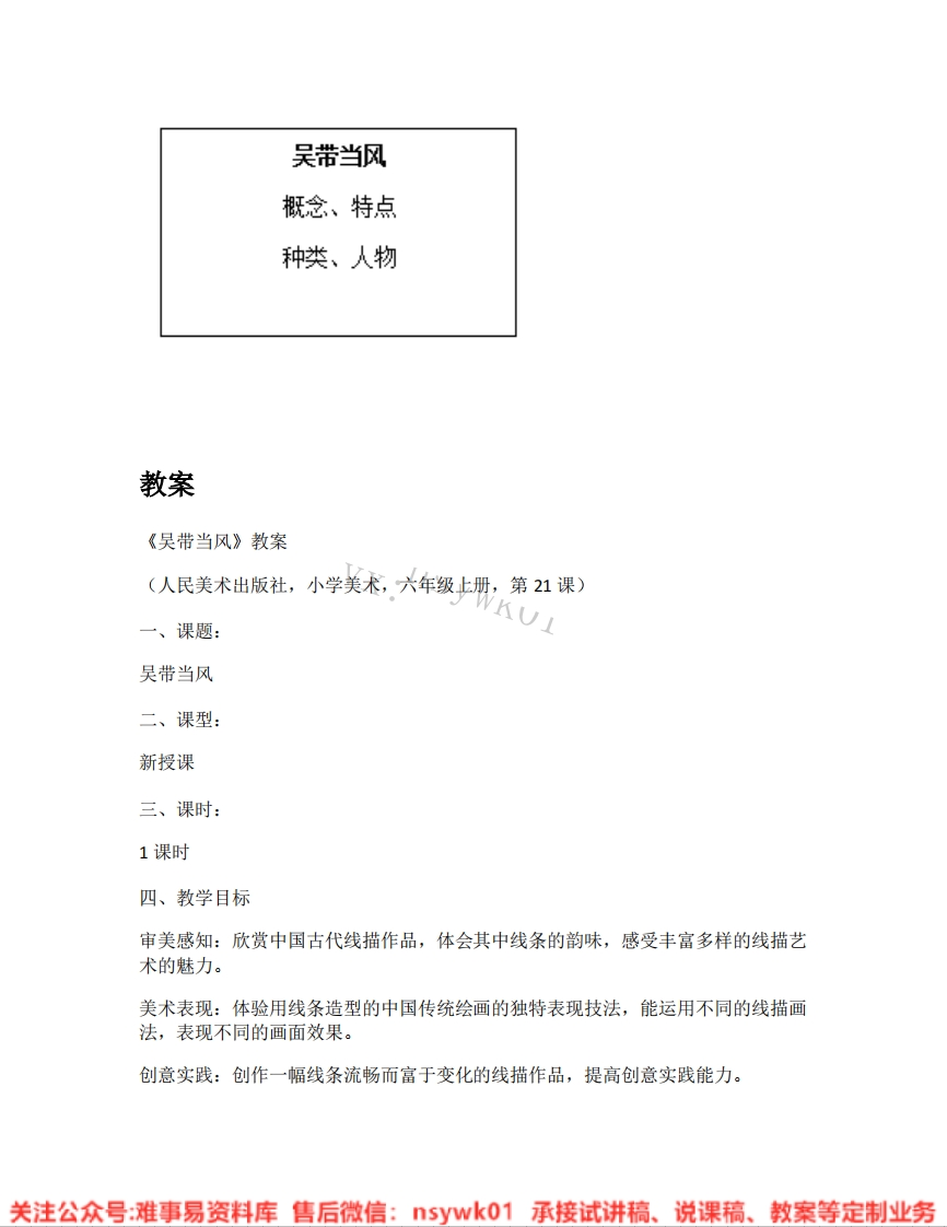 人美版-美术六年级上册《19.第21课吴带当风》试讲逐字稿-难事易资料库