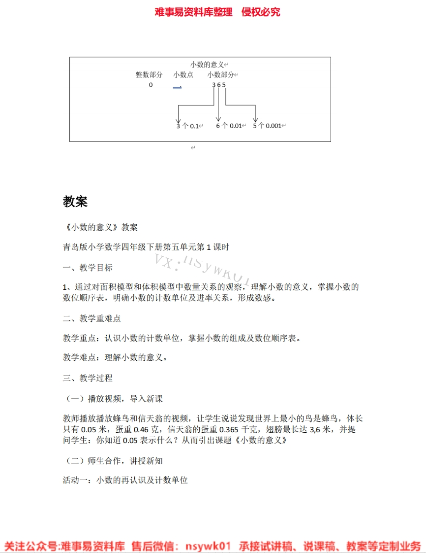 四年级下册-人教版《02.小数的意义》试讲逐字稿-难事易资料库