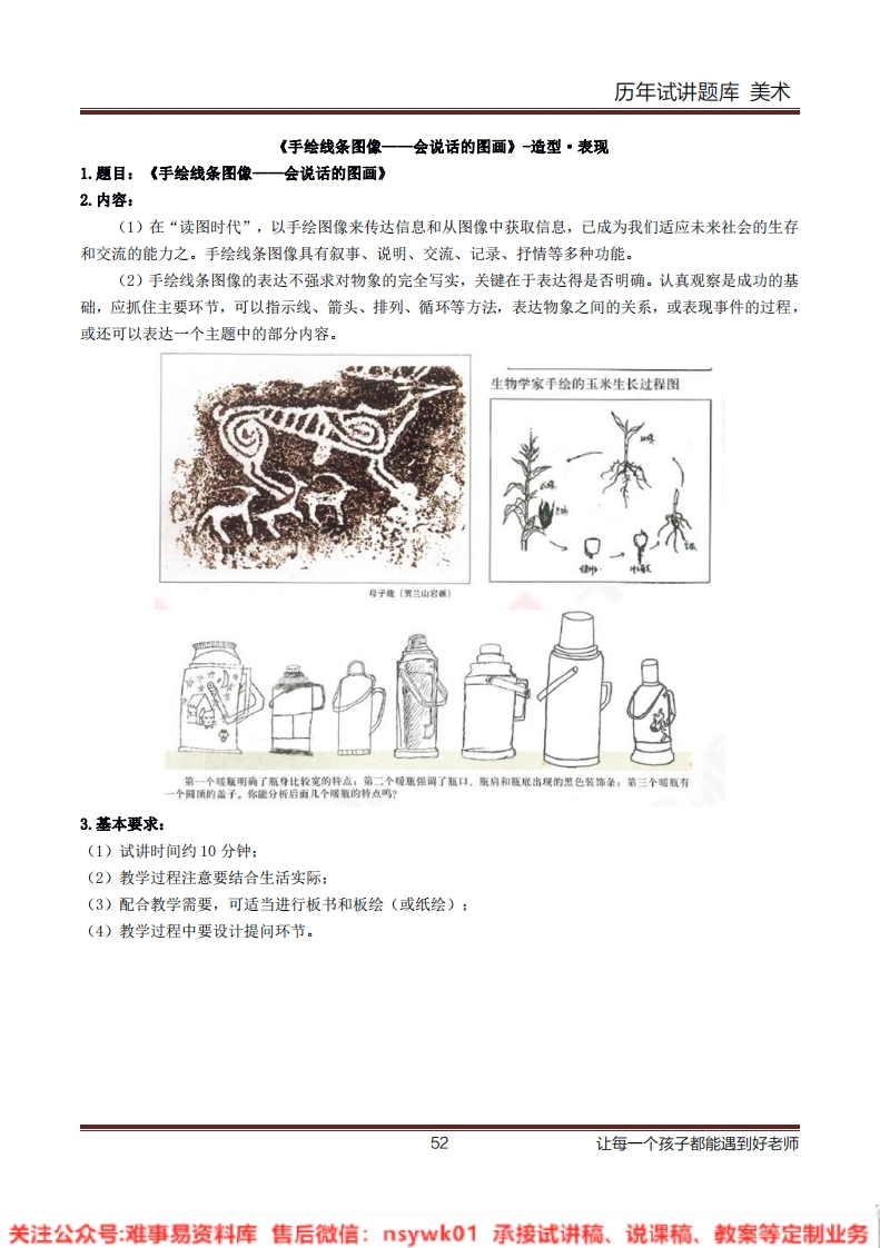小学美术《手绘线条图像——会说话的图画》教案-试讲逐字稿-答辩-难事易资料库