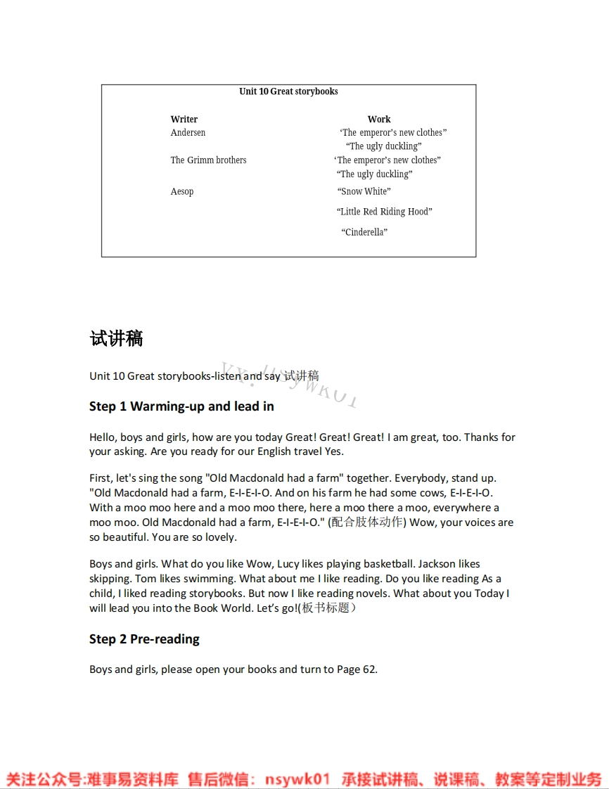 沪教版-英语六年级上册《01.Greatstorybooks-listenandsa》试讲逐字稿-难事易资料库