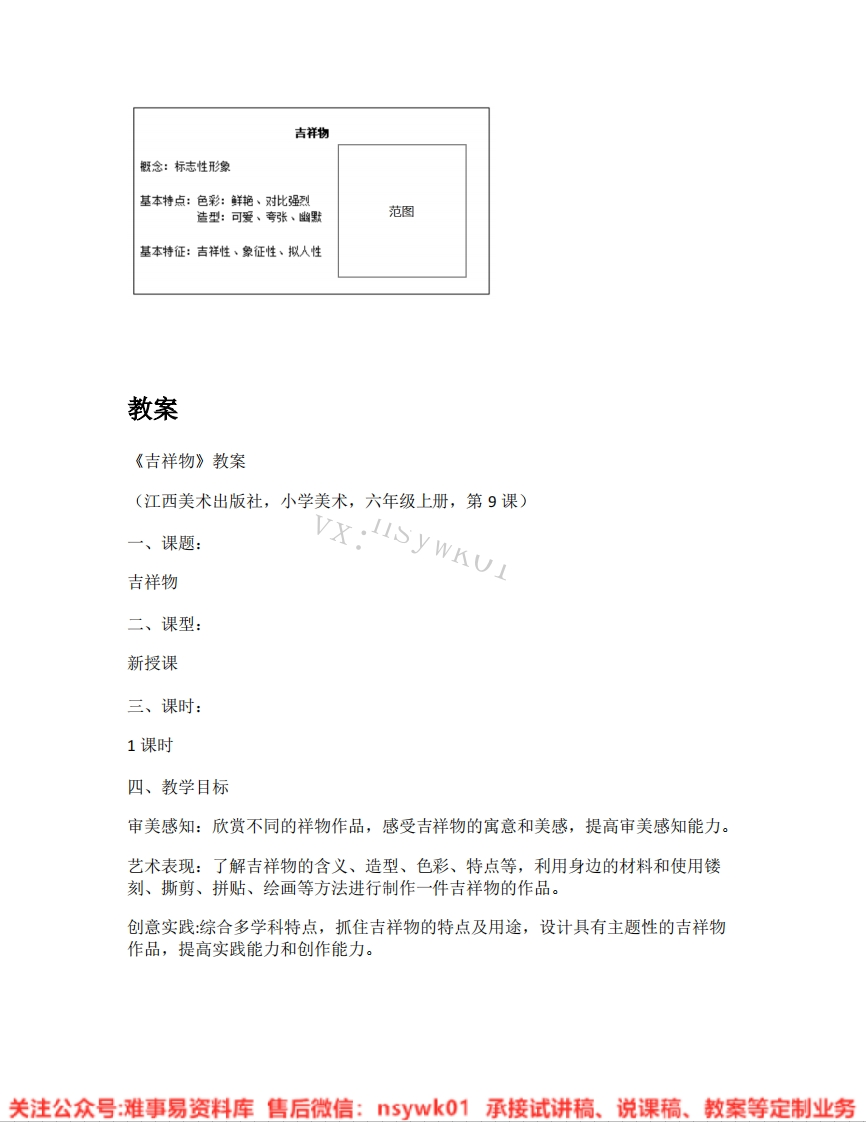 赣美版-美术六年级《吉祥物》试讲逐字稿-难事易资料库